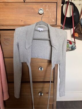 Danielle Bernstein Women's Gray Knit Cropped Tie Top Size S